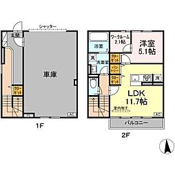 多摩都市モノレール 上北台駅 徒歩12分の賃貸アパート 1階1LDKの間取り