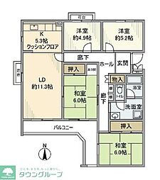 JR中央線 国分寺駅 徒歩20分の賃貸マンション 3階4LDKの間取り