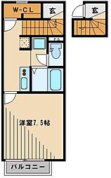西武池袋線 元加治駅 徒歩29分の賃貸アパート 1階1Kの間取り