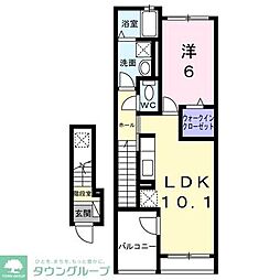 ラ・ファータ 2階1LDKの間取り