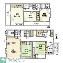 西武池袋線 飯能駅 バス13分 飯能西中学校下車 徒歩4分の賃貸一戸建て 1階5LDKの間取り