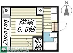 西武拝島線 東大和市駅 徒歩3分の賃貸アパート 2階1Kの間取り