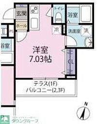 東武東上線 みずほ台駅 徒歩11分の賃貸アパート 1階ワンルームの間取り