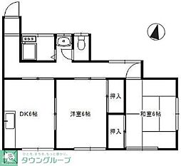 西武新宿線 東村山駅 徒歩12分の賃貸アパート 2階2DKの間取り