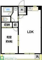 高階マンション 1LDKの間取図画像