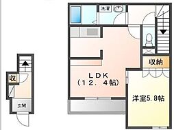 西武池袋線 清瀬駅 徒歩11分の賃貸アパート 2階1LDKの間取り