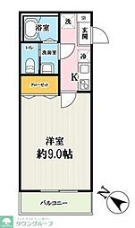 アトラス新狭山 2階1Kの間取り