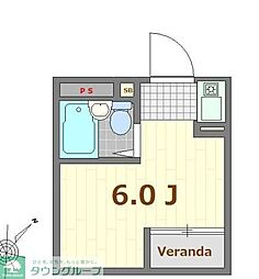 西武新宿線 久米川駅 徒歩2分の賃貸マンション 5階ワンルームの間取り