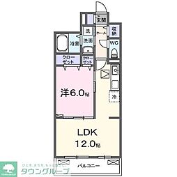 ヒカルサ西所沢 3階1LDKの間取り