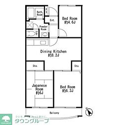 アイリスガーデン清瀬 3階3DKの間取り