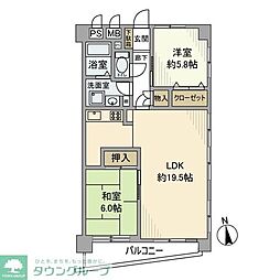 ライオンズマンション久米川 501 5階2LDKの間取り