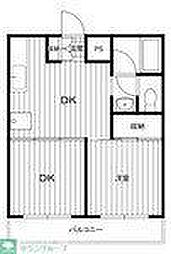 コーラルプラザ1番館 2DKの間取図画像