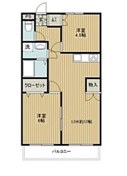 ホワイト富士見 2LDKの間取図画像
