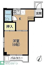 オーク新狭山 1Kの間取図画像