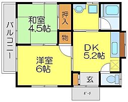 コーポ倉島 2Kの間取図画像