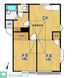 トラッド狭山 2DKの間取図画像