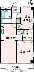 アマン狭山台 2LDKの間取図画像