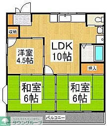 第2稲荷台ハイツ 3LDKの間取図画像