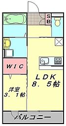 カトレア 1LDKの間取図画像