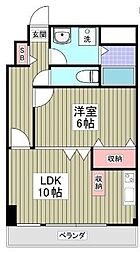 煉瓦館シャトル7 1LDKの間取図画像