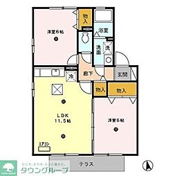 セジュール新町B 2LDKの間取図画像