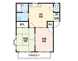 サンヴィレッジE 2DKの間取図画像