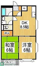 フレール西川B 2DKの間取図画像