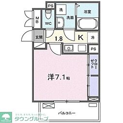 ピヴォワンヌ 1Kの間取図画像