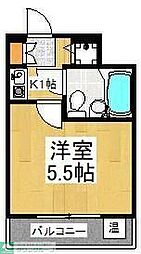 エクレール小平 1Kの間取図画像