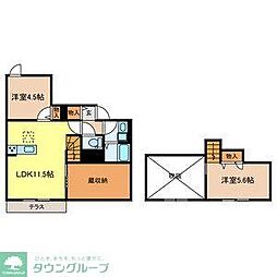 川越市南大塚4丁目アパート 2LDKの間取図画像