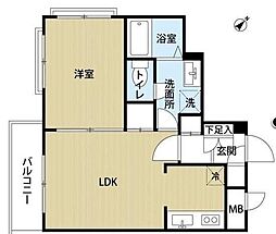 ラカータ川越 1DKの間取図画像