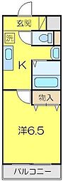 コンフォール・アビテ 1Kの間取図画像