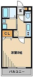 サンライズコート 1Kの間取図画像