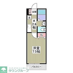 アテレーゼ上福岡 1Kの間取図画像
