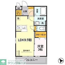 グリシーヌA 1LDKの間取図画像