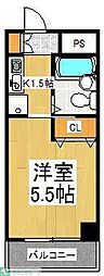 ルミエール白山 1Kの間取図画像