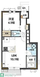 プランドール星の宮 1LDKの間取図画像