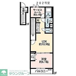 所沢市大字下安松アパート 1SLDKの間取図画像