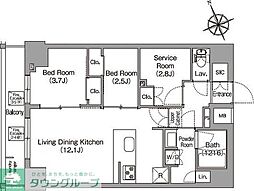 江戸川区東葛西6丁目マンション 2SLDKの間取図画像