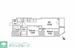GRAN　PASEO蔵前II 11階2LDKの間取り
