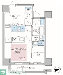アーバネックス北上野 13階2LDKの間取り