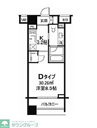 TLRレジデンス両国 8階1Kの間取り