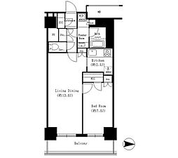 東京メトロ有楽町線 月島駅 徒歩17分の賃貸マンション 4階1LDKの間取り