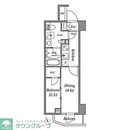 ARKMARK水天宮前I 2階1DKの間取り