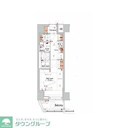 ハーモニーレジデンス亀戸EAST TOKYO 6階1Kの間取り