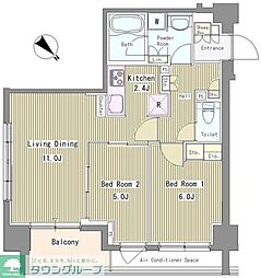 リベルテ月島 3階2LDKの間取り