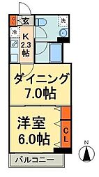 パークアクシス亀戸 10階1LDKの間取り