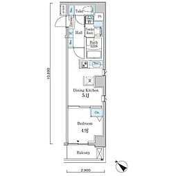 アヴェルーナ月島 6階1DKの間取り