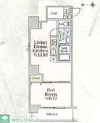アイルグランデ浅草 8階1LDKの間取り