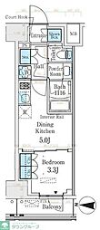ベルファース錦糸町South 1DKの間取図画像